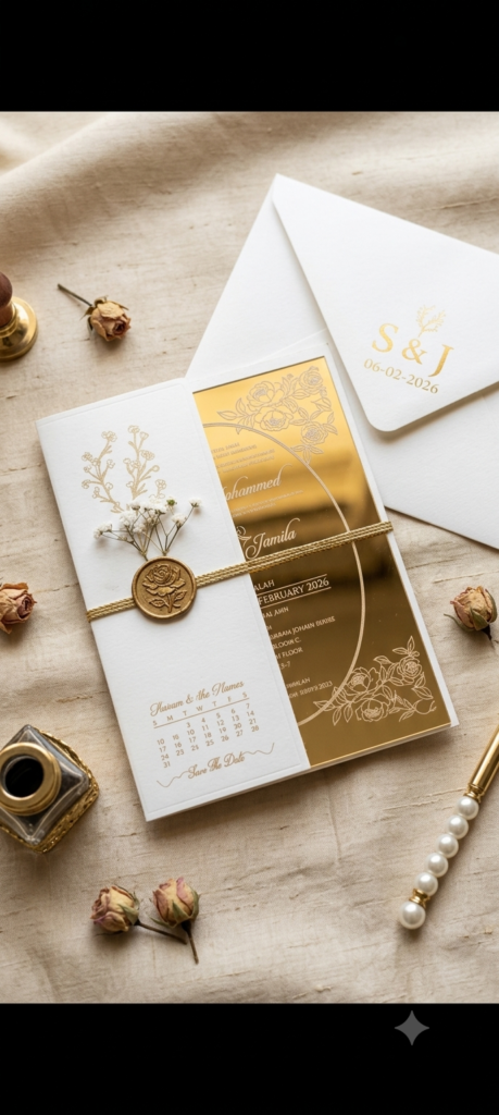 golden acrylic wedding cards pakistan