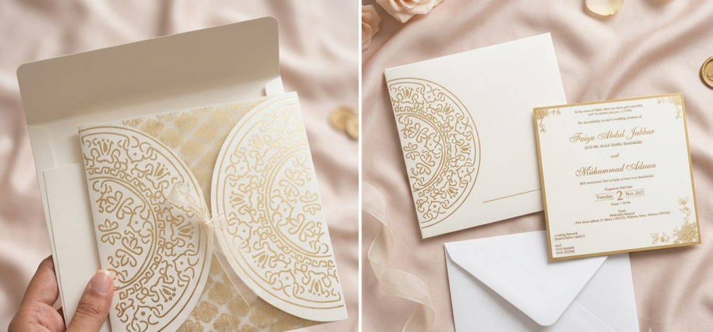 wedding cards golden print